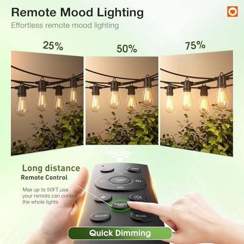 addlon 100FT Outdoor String Lights LED with Remote Dimmable Waterproof - Image 3