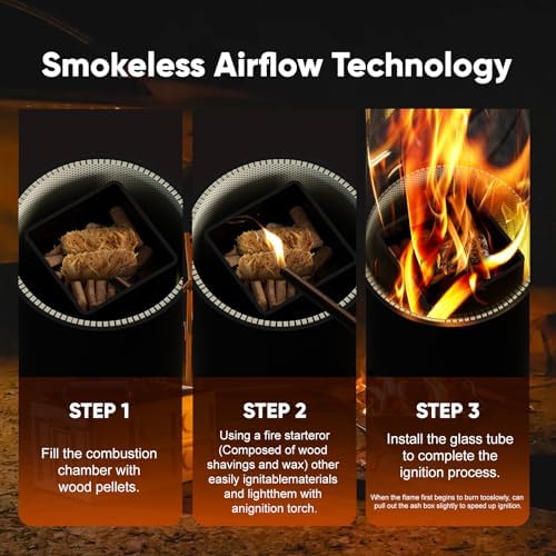 Rayzi 58 Inch Pellet Stove, Decorative Wood Pellet Heater Burning Fireplace - Image 3