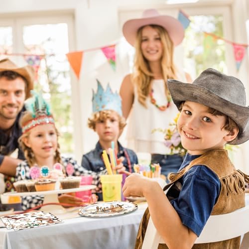 40PCS Western Birthday Decorations Cowboy Party Disposable Tableware Supplies Plates Napkins Rodeo Decoration for Baby Shower Fire Camping Wild West Party - Image 5