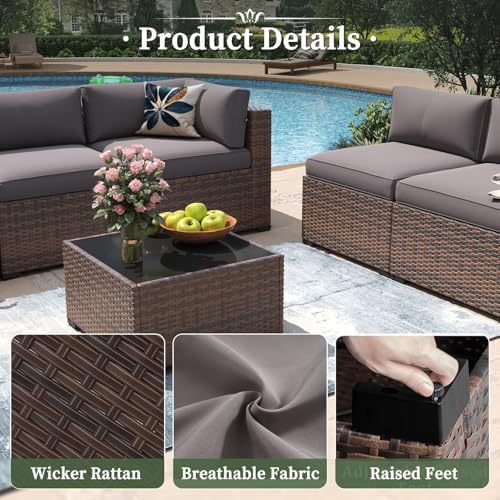 Aoxun 10 Piece Patio Furniture Set Wicker Rattan Patio Conversation Set - Image 4