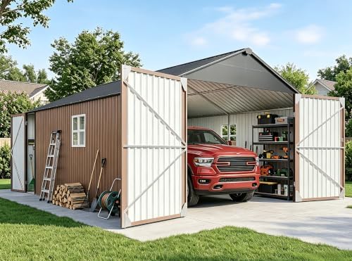 Aoxun 12x20x9.3FT Metal Storage Shed Outdoor Large Garage Shed Garden Tool by Aoxun