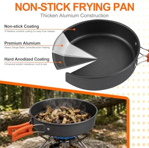 17-Piece Camping Cookware Set for 3-4 Campers with 1.1L Kettle - Image 4