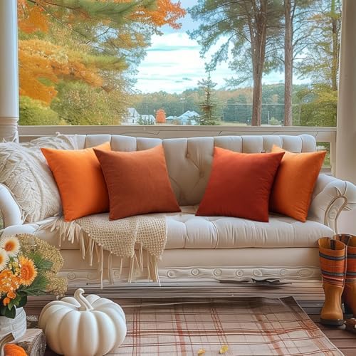MIULEE Decorative Outdoor Pillow Covers Fall 16x16 Burnt Orange - Image 5