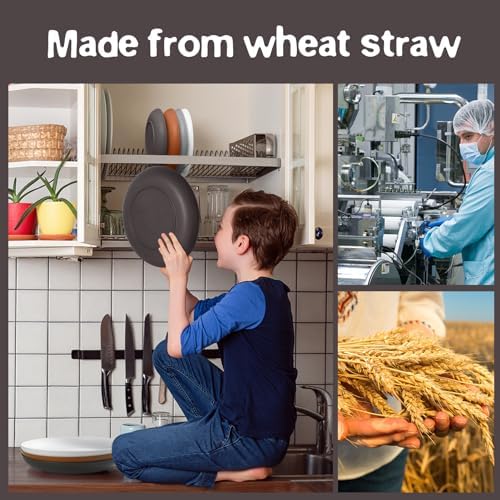 Teivio 16-Piece Kitchen Plastic Wheat Straw Dinnerware Set, Service for 4, Dinner Plates, Dessert Plate, Cereal Bowls, Cups, Unbreakable Plastic Outdoor Camping Dishes, Farmhouse - Image 6