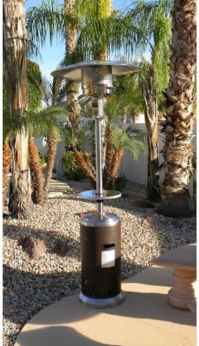 Hiland HLDS01-SSHGT 48,000 BTU Propane Patio Heater with Wheels and Table, Large, Hammered Bronze/SS - Image 4