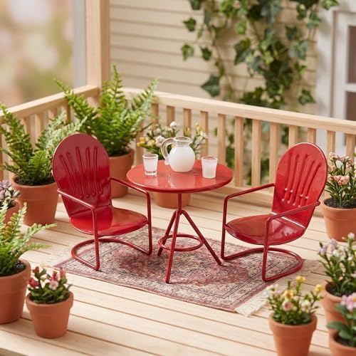 6 PCS Dollhouse 1:12 Scale Miniature Iron Table Chairs Set - Image 2