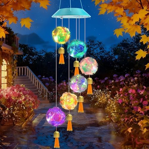 Toodour Solar Wind Chime, Color Changing Hydrangea Ball Wind Chimes by Toodour
