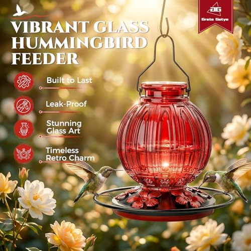 2PC Glass Hummingbird Feeder for Outdoor Hanging, 26 oz Bird Nectar Feeder - Image 6