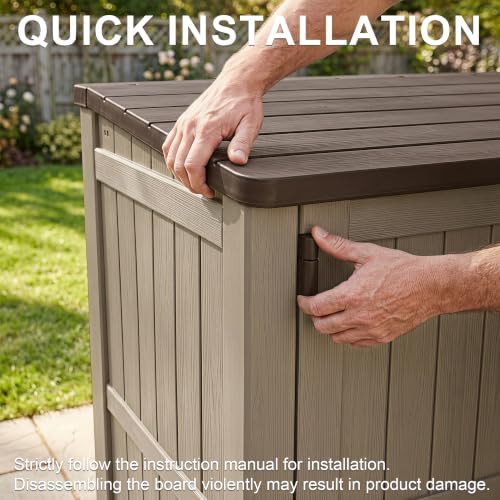 Outdoor Storage Box & Cabinet 36 Cu Ft, Patio Storage Box, Brown - Image 5