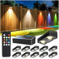 JOFIOS Fence Lights Solar Powered with Remote 12 Pack, Warm White, Cool White and RGB Color Glow LED Solar Lights Outdoor, Dusk to Dawn Solar Fence Lights for Patio, Backyard, Railing, Deck, and Wall by JOFIOS