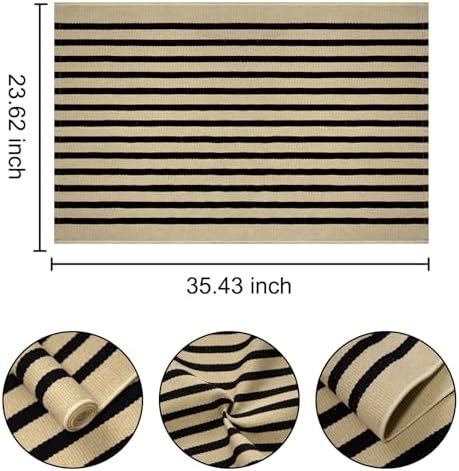 BUAGETUP Front Layered Door Mat 24"x35"Fall Striped Outdoor Rug Porch Decor - Image 2