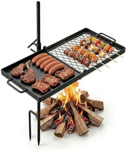 VEVOR Heavy Duty Swivel Campfire Grill, 24" Camping Grill Grate & Griddle by VEVOR