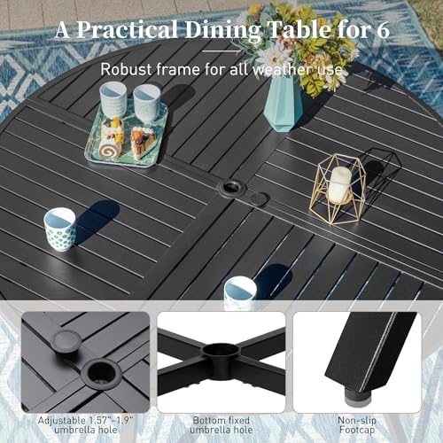SUNSHINE VALLEY 7pc Patio Dining Set, 54" Round Table & 6 Swivel Chairs - Image 6