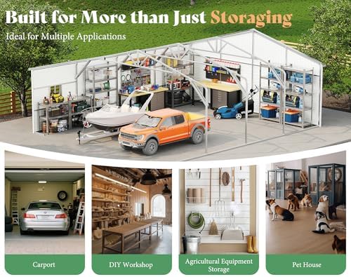 AMERLIFE 25x30x11.5 FT Outdoor Metal Garage Shed with Front Double Doors - Image 6