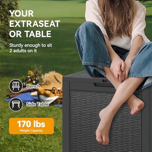 KAMABOKO 33 Gallon Outdoor Storage Box Waterproof Deck Box for Patio - Image 6