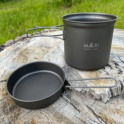 Maxi Titanium Pot 1100ml with Frying Pan Lid – Lightweight Outdoor Camping Cooking Set - Image 5