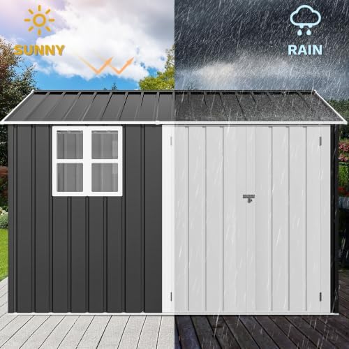 DWVO 10' x 8' Outdoor Metal Storage Shed with Windows & 3 Lockable Doors - Image 4