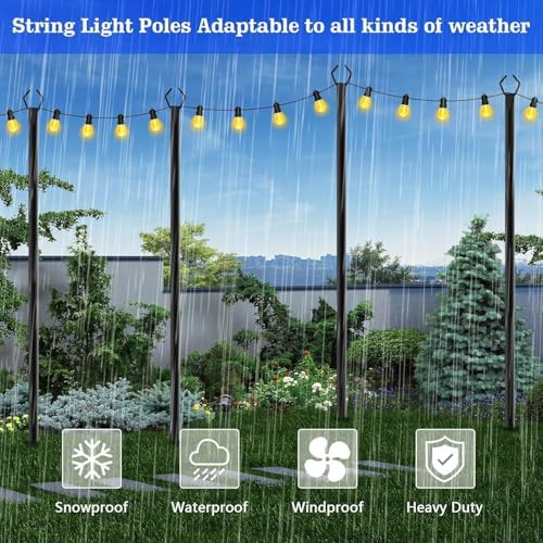 2 Pack String Light Poles,10 Ft Metal Poles with Fork for Outdoor String Lights,Outdoor Light Poles with Fork,Poles/Post/Stand for Outside,Patio,Deck,Backyard,Garden Wedding,Party - Image 5