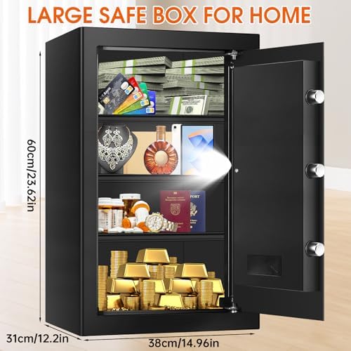5.2 Cuft Large Safes for Home Use Fire and Water Proof, Heavy Duty Fireproof Safe with Programmable Keypad and Spare Keys, Anti-Theft Personal Security Home Safe Box for Money Document - Image 3