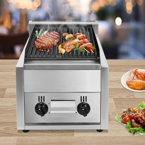 21" Commercial Gas Grill, 2 Burner Gas Propane Flattop BBQ Stove, Countertop Gas Griddle, Outdoor Cooking Stainless Steel Griddle Adjustable Temperature Barbecue for Garden Patio - Image 2