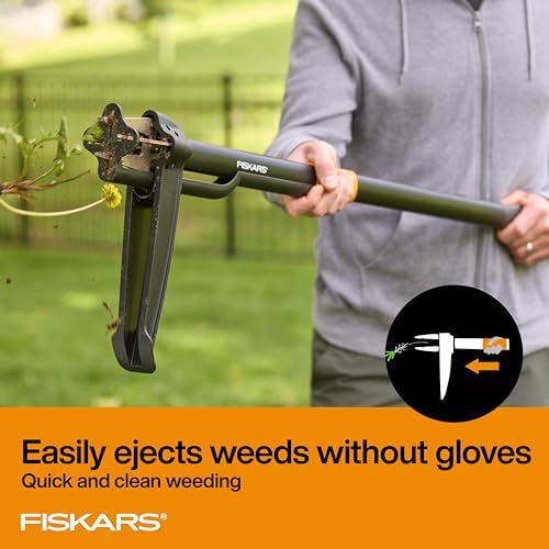 Fiskars Deluxe Stand-Up Weed Puller Tool, 4 Serrated Stainless Steel Claws - Image 4