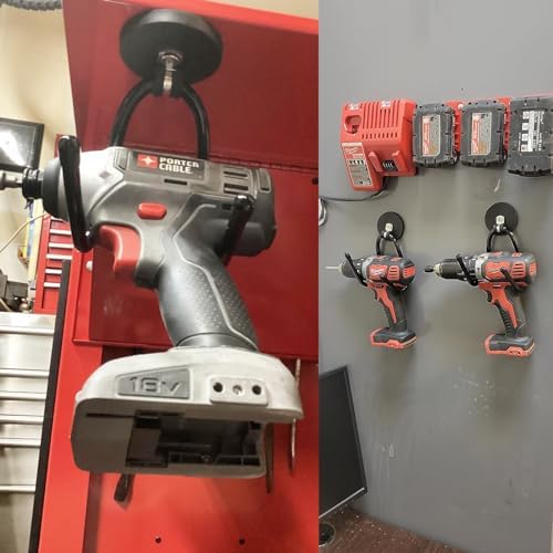 4 Pack Strong Garage Magnetic Hooks, Power Tool Organizer Rack, Heavy Duty Storage Utility Magnet Hooks for Power Drill,Garden Tools, Hose,Pegboard,Garage, Workshop for Indoor & Outdoor Hanging - Image 6
