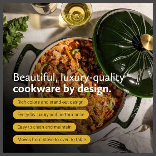 6 Quart Luxe Enamel DO with Gold Knob, Pesto - Image 2