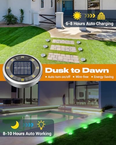 btfarm 16 Pack Solar Lights Outdoor Waterproof, 8 LED Solar Ground Lights - Image 2