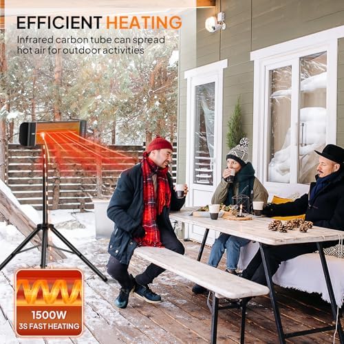 ROVSUN 1500W Outdoor Electric Heater Patio Freestanding/Wall-mounted Heater - Image 2