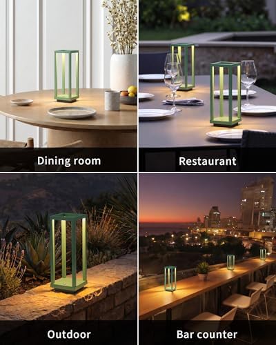 PUSU Cordless Waterproof Table Lamps Set of 2, Green LED Outdoor Desk Lamp - Image 6