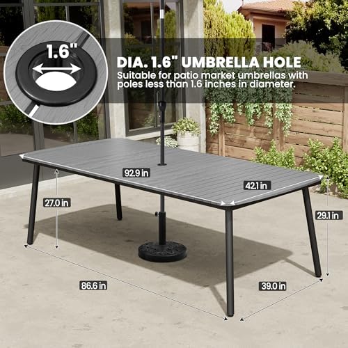 93" Outdoor Dining Table for 10 Aluminum Patio Table - Image 2