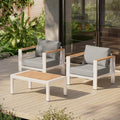 Aluminum Outdoor Sofa Bistro Set, 3 Piece Outdoor Patio Furniture Set with Washable Thick Cushion, Patio Sectional Furniture Set for Porch, Balcony, Deck, Yard, White by Oasbira