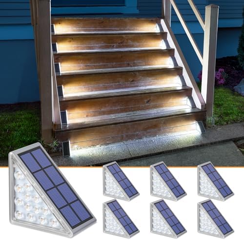 NIORSUN Solar Step Lights,6 Pack Cool White Solar Stair Lights Outdoor Waterproof IP67 Auto On Off,Solar Lights for Steps,Stair,Patio,Yard,Porch,Front Door,Sidewalk,Deck Decor by NIORSUN