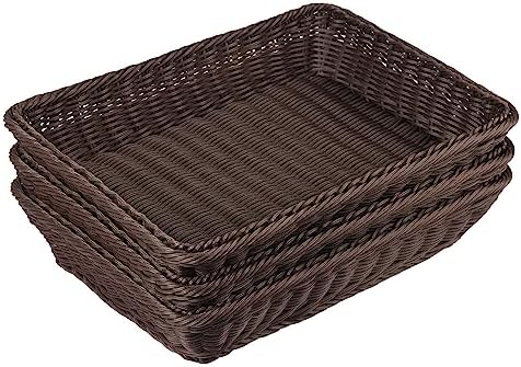4 PCS 16x12 Inch Wicker Bread Basket, Woven Serving Basket, Tabletop Food Serving Basket for Restaurant, Bakery, Family Party, Hotel, Fruits, Vegetables and Snacks, Coffee - Image 4
