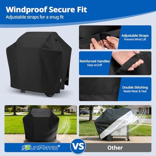 SunPatio 50 Inch Grill Cover for Outdoor Grill Heavy Duty Waterproof, Black - Image 5