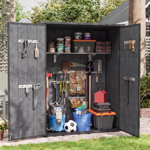 UDPATIO 51 Cu.ft Vertical Outdoor Storage Shed with Shelving Brackets,Grey by UDPATIO