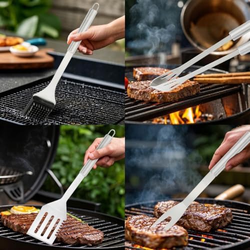 Stainless Steel BBQ Grill Tool Set, 4 Piece - Image 4