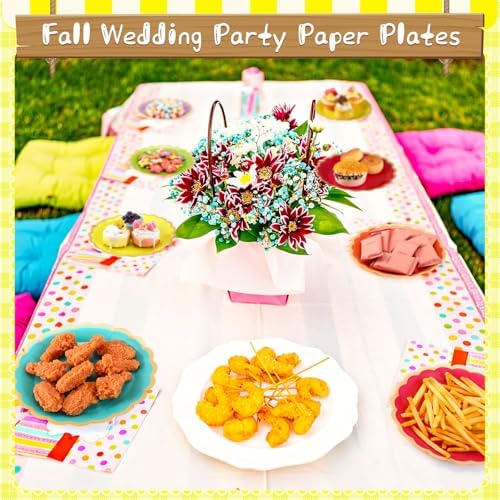 48 Pcs Neon Colorful Paper Plates 9 Inch Scalloped - Image 2