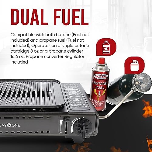 GasOne Propane or Butane Grill Stove GS-2400P Dual Fuel Portable Camping Grill Gas Stove with Carrying Case - Image 5