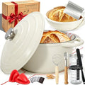 Enameled Cast Iron Dutch Oven 6QT with Lid-Banneton Basket Dough Tools by Jalarox