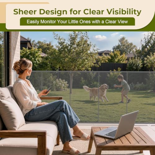 180" Extra Wide Retractable Baby Gates Dog Gate, 47" Tall Child Pet Safety Gate with Reinforced Strips for Stairs, Extra Long Garage Gates Mesh Fence for Driveway Decks Patio Outdoor Indoor - Image 5