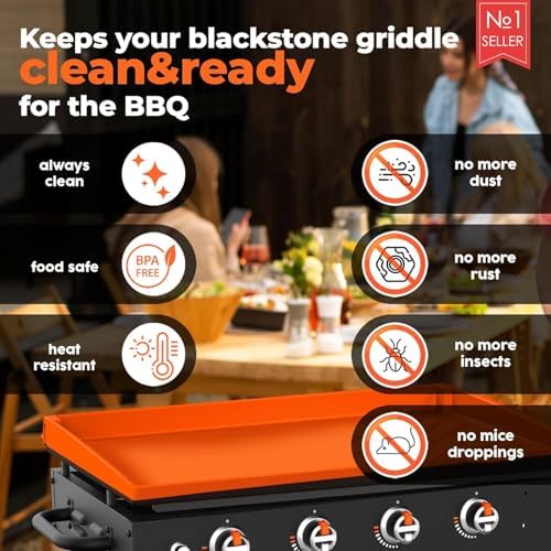 28" Upgraded Extra-Thick Silicone Griddle Mat for Blackstone 28 Inch Grill, Full-Wrap High Lip, Anti-Slip Grip-Fit, Food-Grade Protection Grill Cover to Keep Dirt/Pest Off & Help Reduce Rust - Image 3