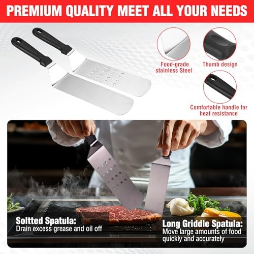 PARGRILL 128 PCS Griddle Accessories Kit - Premium Flat Top Grill Accessories Set for Blackstone & Camp Chef, Stainless Steel BBQ Tool Utensils Gift Grilling Set for Lover Outdoor Men Women dad - Image 3