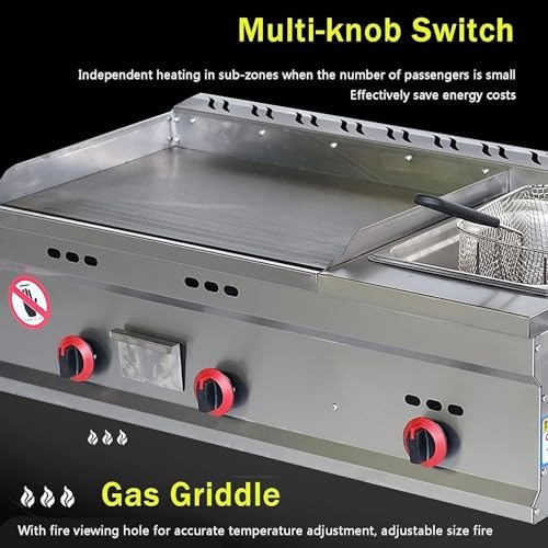 Commercial Gas Griddle, Stainless Steel Flat Top Grill with Adjustable Temperature for Cooking and Outdoor Catering - Image 6