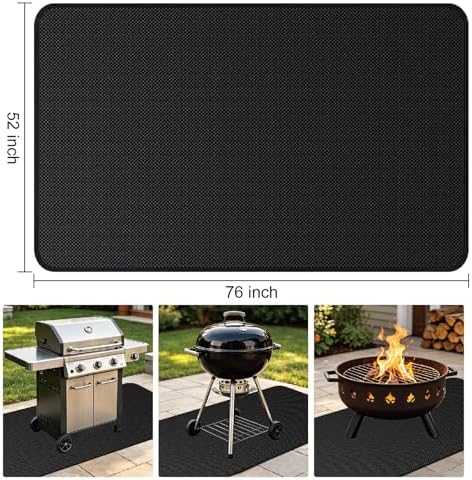 76" x 52" Large Under Grill Mats for Outdoor Grill, Double-Sided Fireproof for Deck & Patio, Waterproof Oil-Proof Non-Slip Rubber Mat for BBQ, Fire Pit – Heavy Duty Grill Accessories - Image 4