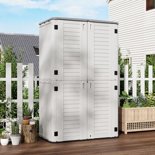 Mrosaa Outdoor Storage Cabinet Waterproof,Resin Vertical Storage Shed Lockable, 66 Cubic Feet Outdoor Storage Box for Garden/Backyard/Home/Pool - Image 5