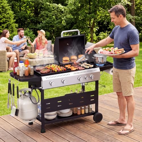 GIANTEX 5-Burner Propane Gas Grill and Griddle Combo with Side Burner - Image 2