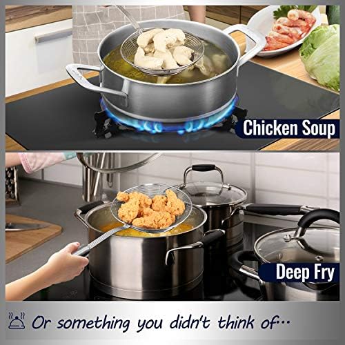 Hiware Solid Stainless Steel Spider Strainer Skimmer Ladle for Cooking and Frying, Kitchen Utensils Wire Strainer Pasta Spoon, 5.4 Inch - Image 6