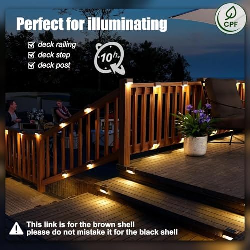 SOLPEX Solar Deck Lights Outdoor 16 Pack,Step Light Waterproof,Warm White - Image 2