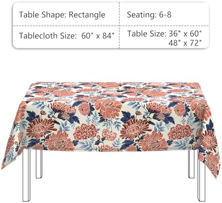 LVTXIII Rectangle Outdoor Tablecloth with Umbrella Hole and Zipper, Water-Repellent 60 x 84 Inch Patio Table Cover for Picnic, Garden, Backyard Dining, Vibrant Blossom - Image 3